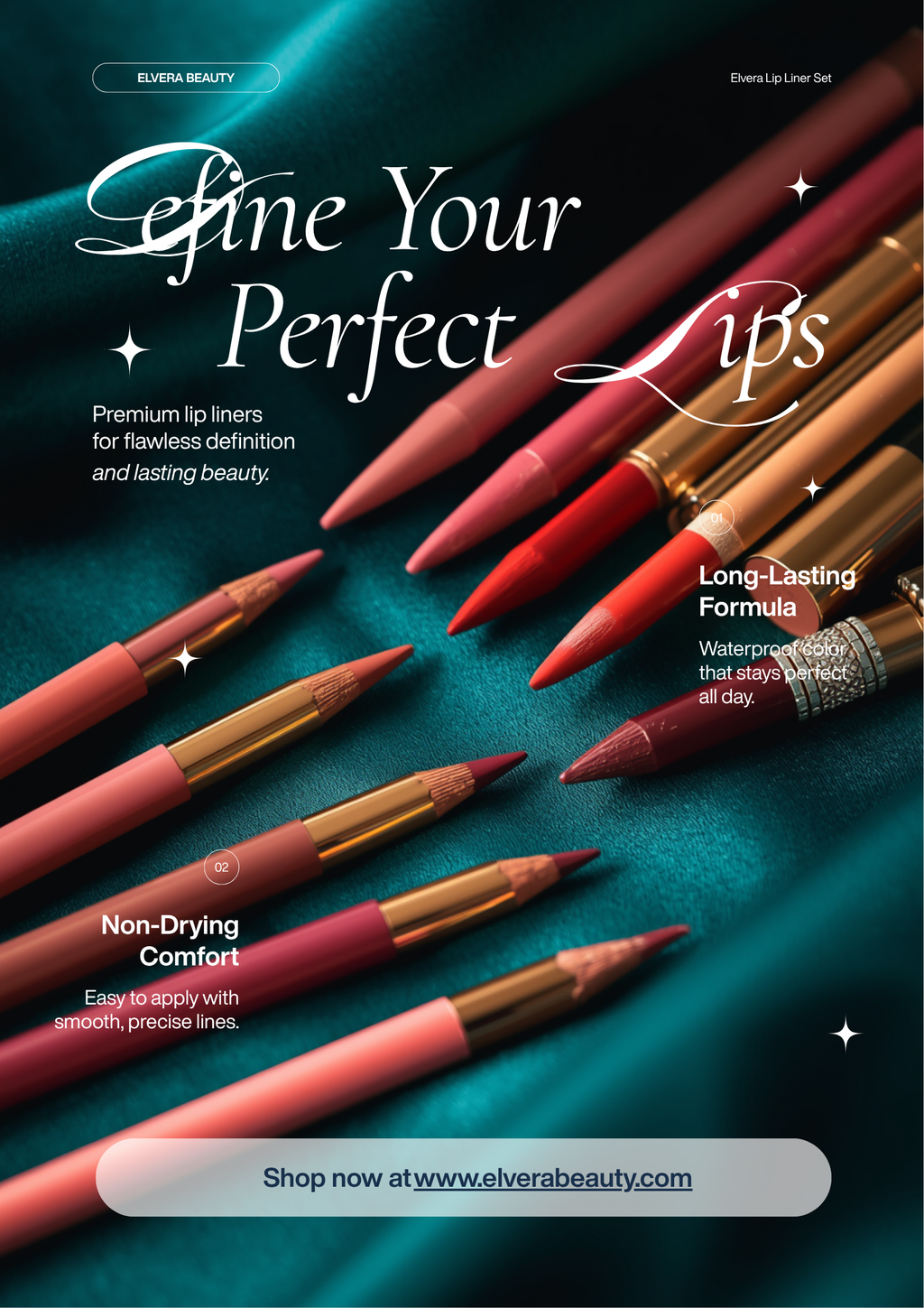 ELVERA™ Velvet Matte Lip Liner Set (6pcs) – Waterproof, Long-Lasting & Non-Drying | All Skin Tones