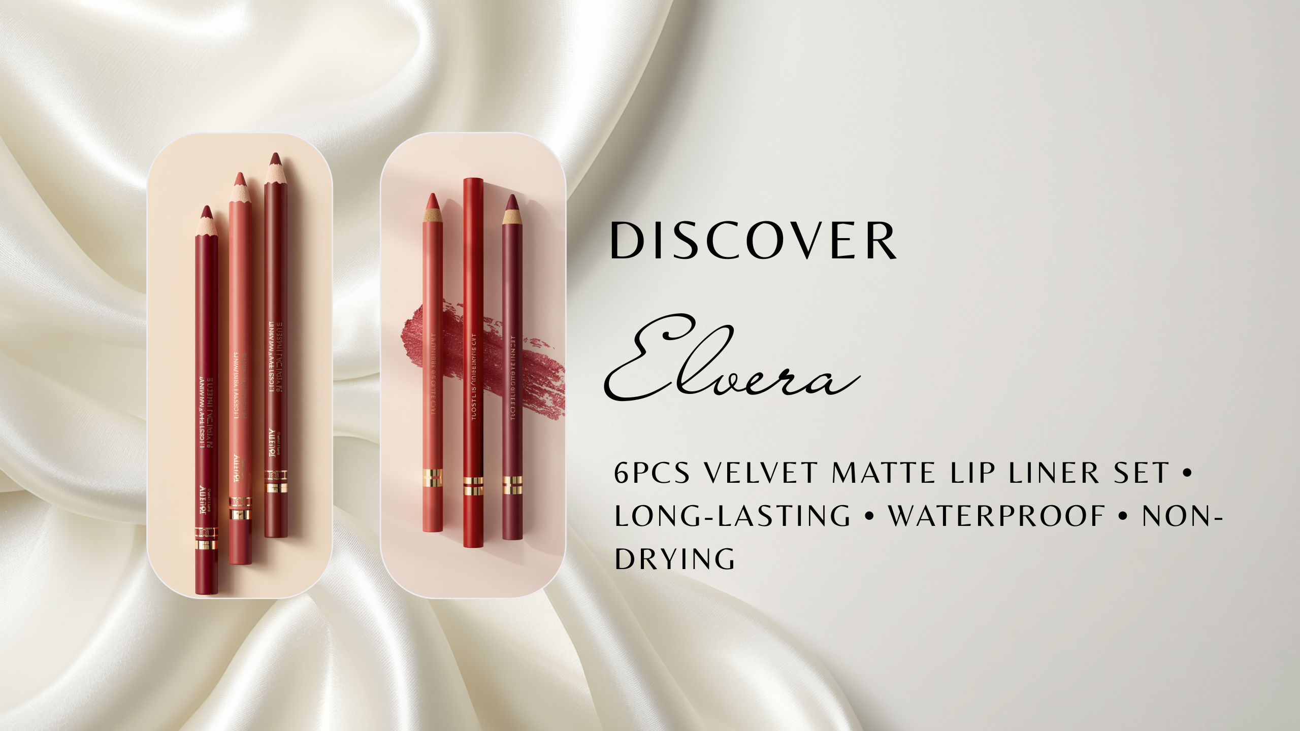 ELVERA™ Velvet Matte Lip Liner Set (6pcs) – Waterproof, Long-Lasting & Non-Drying | All Skin Tones