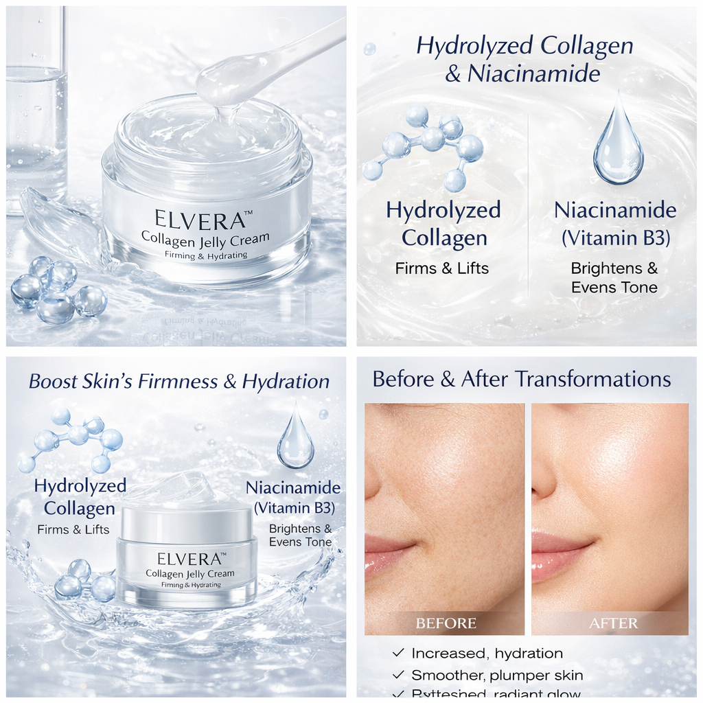 ELVERA™ Collagen Jelly Cream – Hydrate, Firm & Glow | Niacinamide Moisturizer for All Skin Types